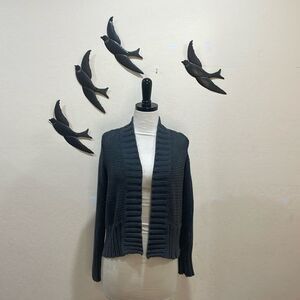 Wooden Ships Jac Open Front Long Sleeve Cotton Blend Cardigan - Gray - X / S